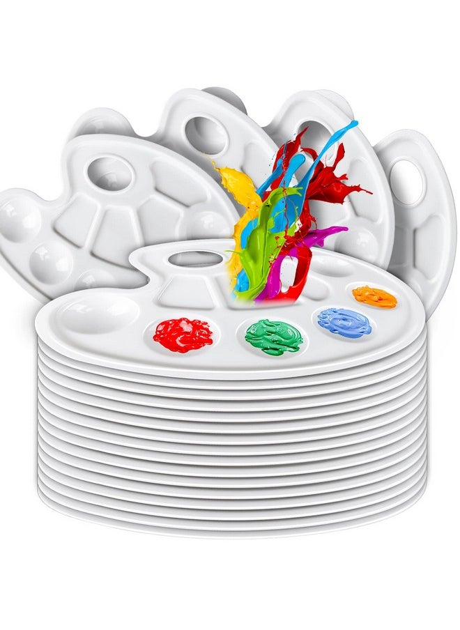 FANDAMEI 20 Pcs Oval Paint Tray Palettes Plastic Paint Tray Palette Paint Palette Paint Pallets With Thumb Hole Paint Holder Tray For Kids Paint Trays For Kids Paint Trays For Acrylic Paint  - Image 1
