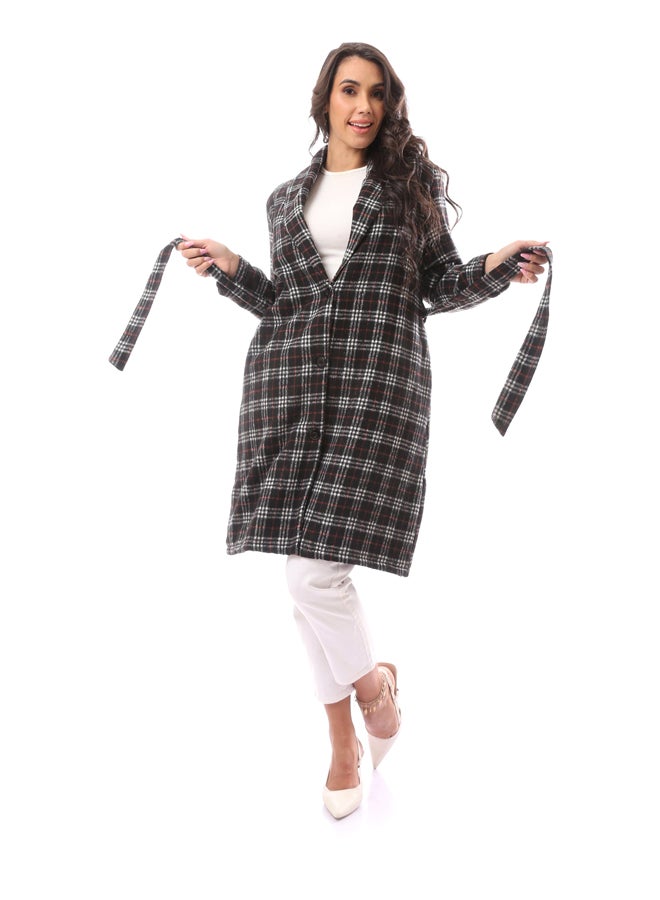 Andora Black Patterned Long Cotton Robe_Black - Image 3