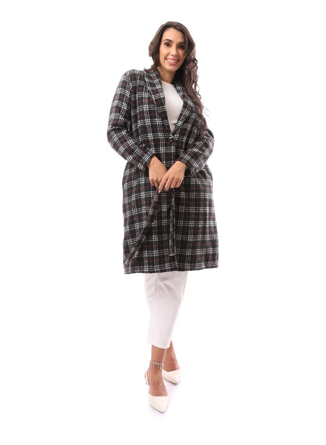 Andora Black Patterned Long Cotton Robe_Black - Image 2