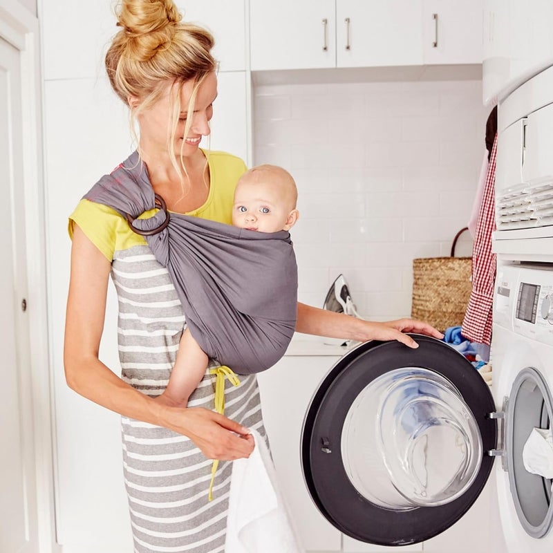 Mamaway Baby Ring Sling Carrier  Newborn and Toddler Sling Supports up to 154lbs IHDI Certified Rayon  Linen Made Soft  Breathable Nylon 66 Safety Rings Storage Pocket Design Khaki - Image 2