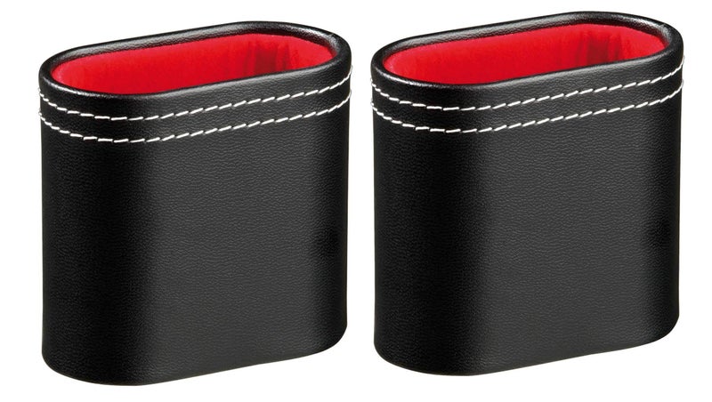 Philos leatherette dice shakers - Pack of two - Decorative white stitching and noiseless, velour interior - Dice cup set for various board games including Backgammon