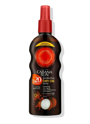 Cabana Sun Deep Tanning Dry Oil Spray Coconut Water Resistant 200ml SPF20 