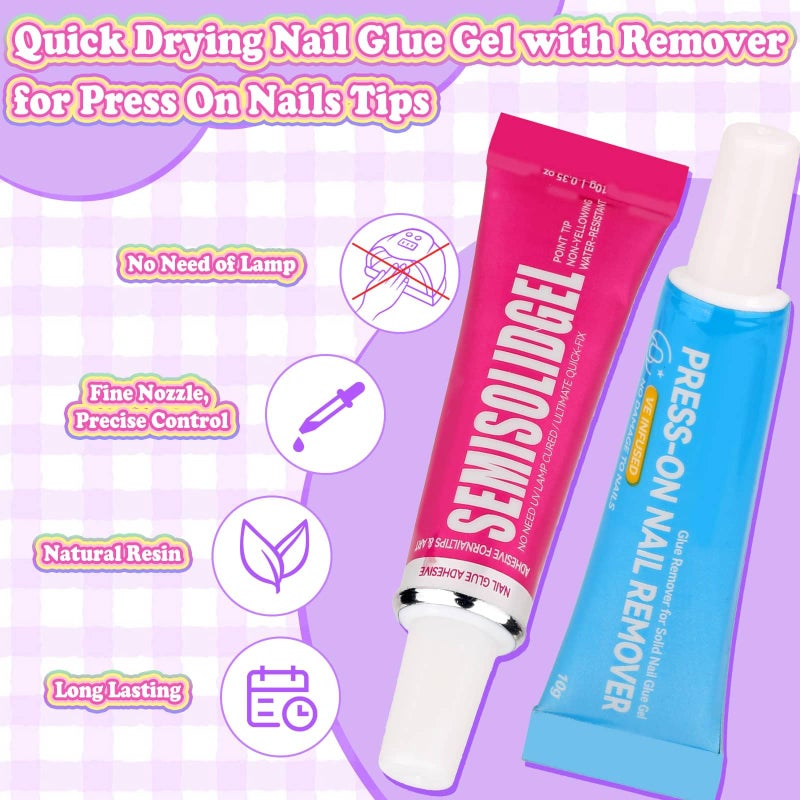 Acejoz 144 Pcs Press on Nails for Kids, Girls Fake Nails with Glue Kit, Cute Nails Tips with Jelly Nail Adhesive Teen Stick ons Acrylic Nails Gift Set for Girls 8-12 - Image 4