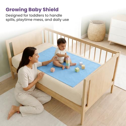 MY ARMOR Baby Dry Sheet for New Born Baby, Anti-Piling Waterproof Mattress Protector for Bed (Quick Drying/Extra Absorbent Dry Sheet for Bed) - Size 70x100 cm, Pack of 1, Sky Blue Cotton - Image 3