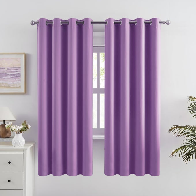 Bright Purple Curtains for Girls Bedroom Light Blocking Room Darkening Blackout Drapes Nursery Grommet Curtains Triple Weave Mermaid Home Decoration 52 x 63 Inch Length 2 Panels