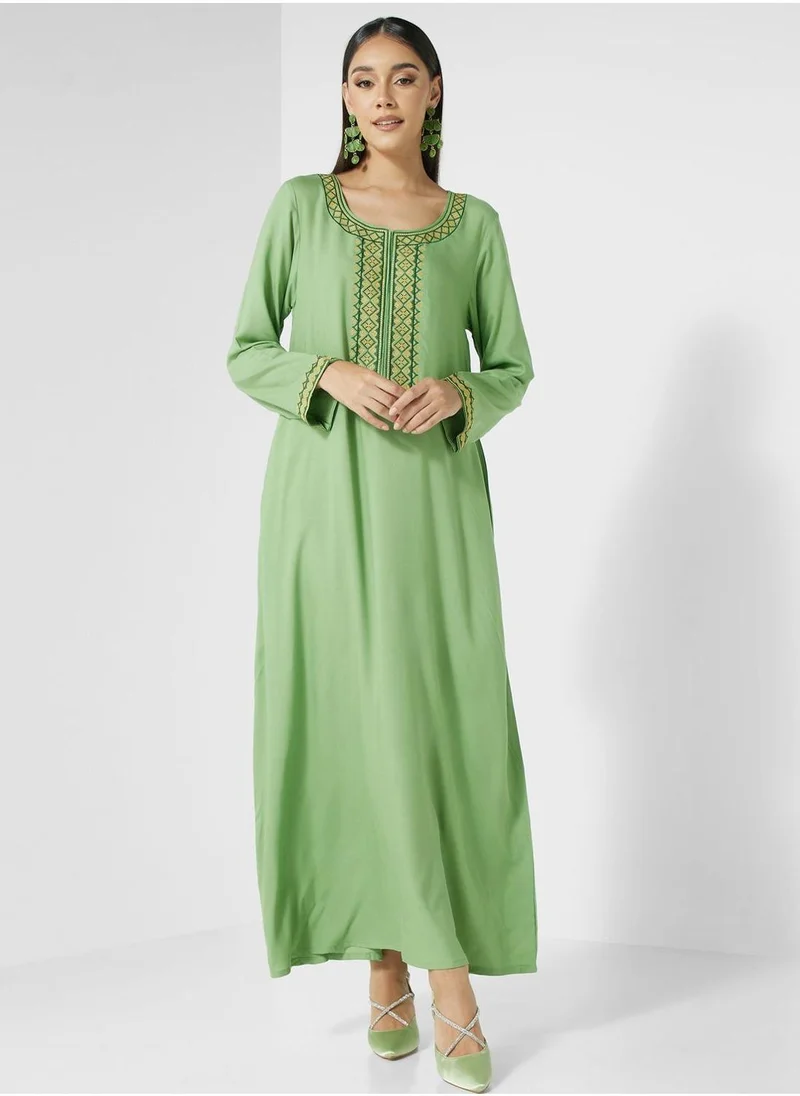 كشخة Embroidered  Pocket Detail Jalabiya