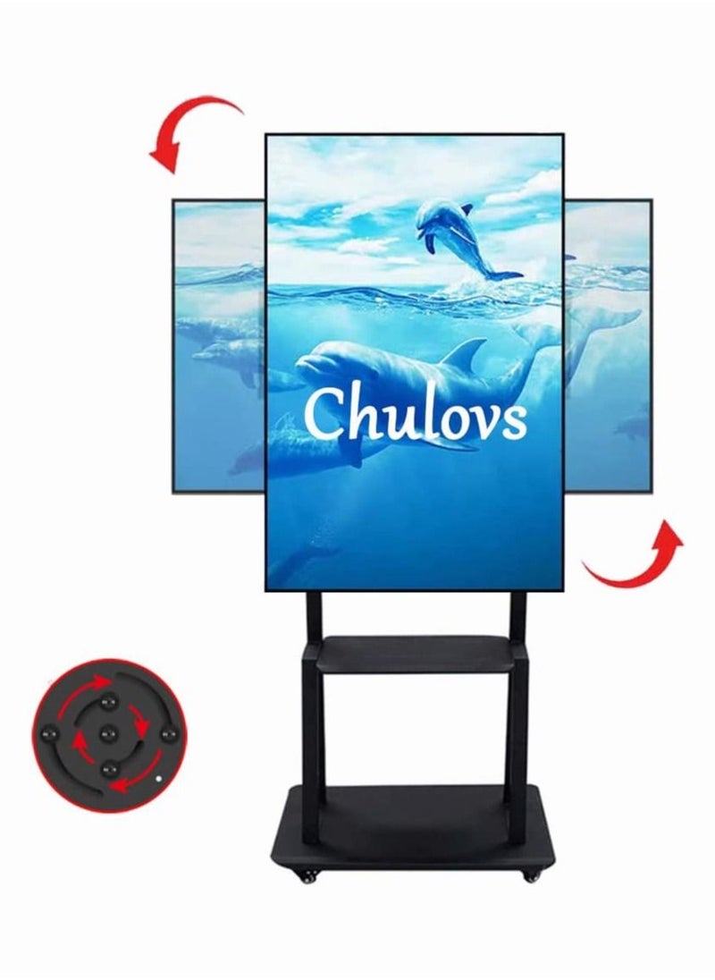 Chulovs - NEW Mobile TV Mount Stand for 32-70 Inch Screen,Adjustable with Horizontal and Vertical Screen Rotate 90 Degrees, Lockable Casters and 2 Tier AV Shelves,Up to VESA 600x400mm and 100kg - Image 1