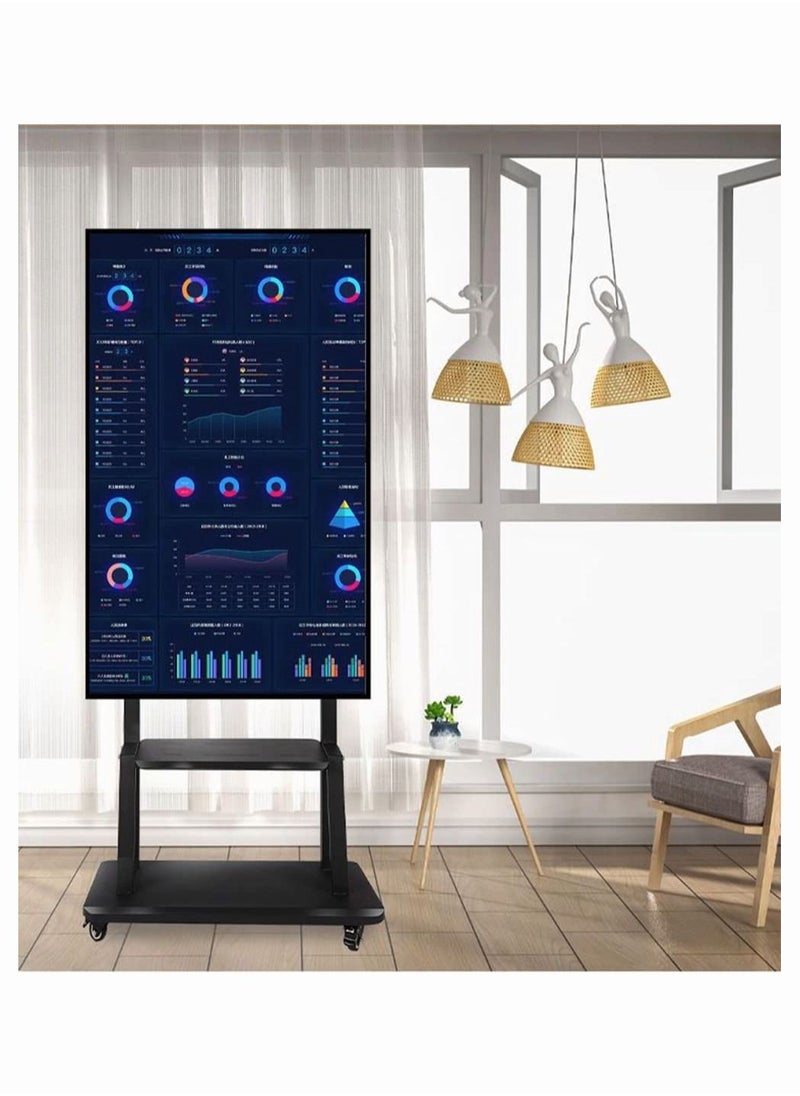 Chulovs - NEW Mobile TV Mount Stand for 32-70 Inch Screen,Adjustable with Horizontal and Vertical Screen Rotate 90 Degrees, Lockable Casters and 2 Tier AV Shelves,Up to VESA 600x400mm and 100kg - Image 1