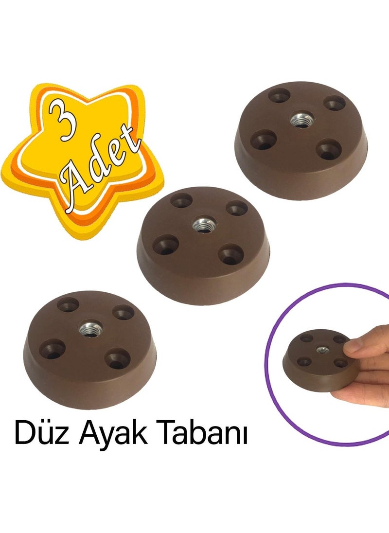 Glaswen 3 Pieces Flat Foot Base Brown Furniture Table Coffee Table Leg Connection Device Plastic  - Image 1