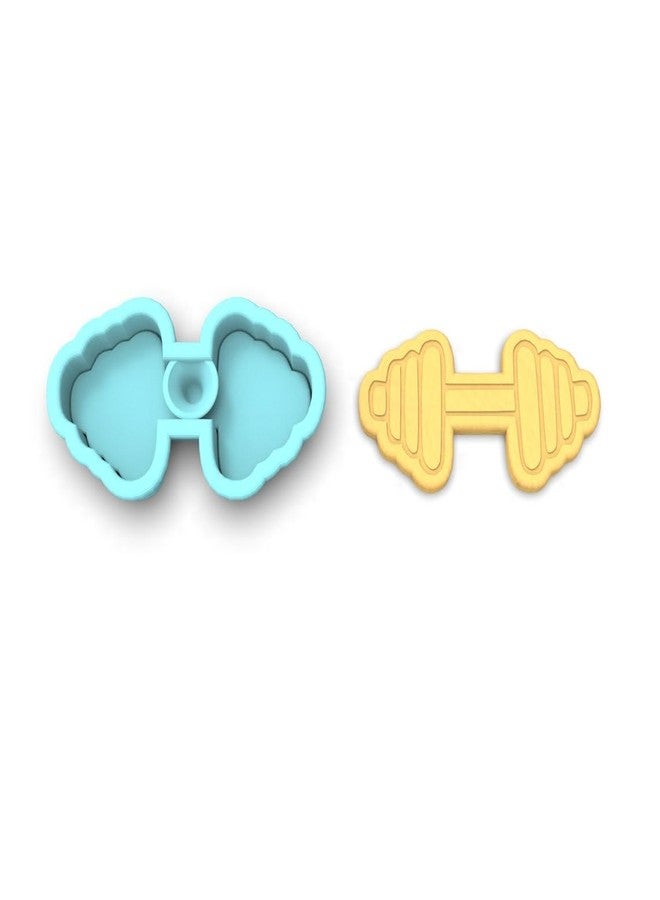 EROTNGO Barbell Black Cookie Cutter Stamp Stencil Cookie Fitness Baking Tool Gym Exercise Cookies Kids Party Treats Weightlifting Design Fondant Cake Decoration Sports Theme Baking Supplies - Image 3