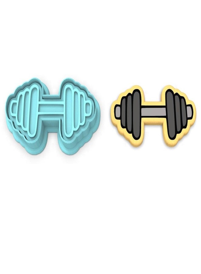 EROTNGO Barbell Black Cookie Cutter Stamp Stencil Cookie Fitness Baking Tool Gym Exercise Cookies Kids Party Treats Weightlifting Design Fondant Cake Decoration Sports Theme Baking Supplies - Image 2