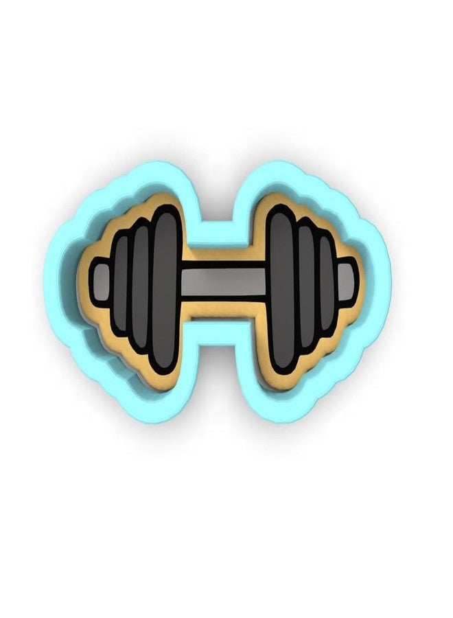 EROTNGO Barbell Black Cookie Cutter Stamp Stencil Cookie Fitness Baking Tool Gym Exercise Cookies Kids Party Treats Weightlifting Design Fondant Cake Decoration Sports Theme Baking Supplies - Image 1