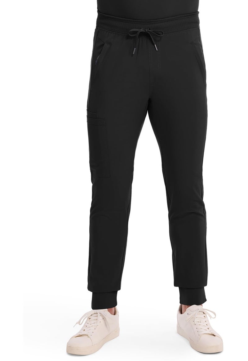 Cherokee Infinity Mens Jogger Pants with Drawstring Waist Mid Rise 5 Pockets Bottoms CK004A S Black