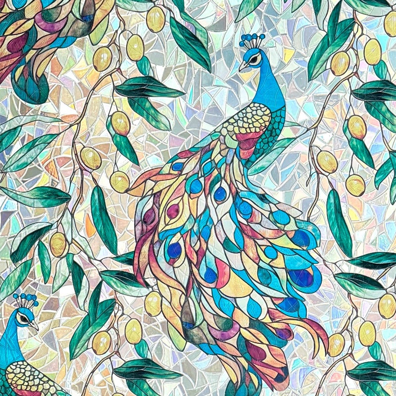 ADD.HERES Window Privacy Film,Colorful Floral Window Stickers,Removable DIY Bouquet Static Clings, Decals for Home School Office Party Supplies,â€ŒPeacock Gardenï¼Œ17.5 x 78.7 in - Image 3