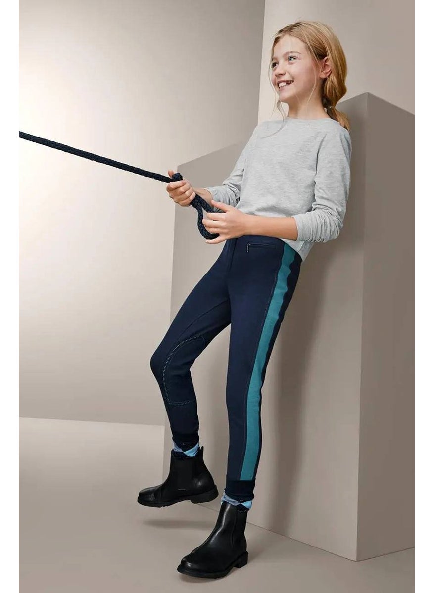 Tchibo Kids Girls Belt Loop Pants, Navy  - Image 1