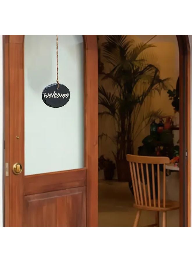 Natural Blue Stone Welcome Sign 3.7x2.7 Inch Handwritten Text Hanging Plaque - Image 1