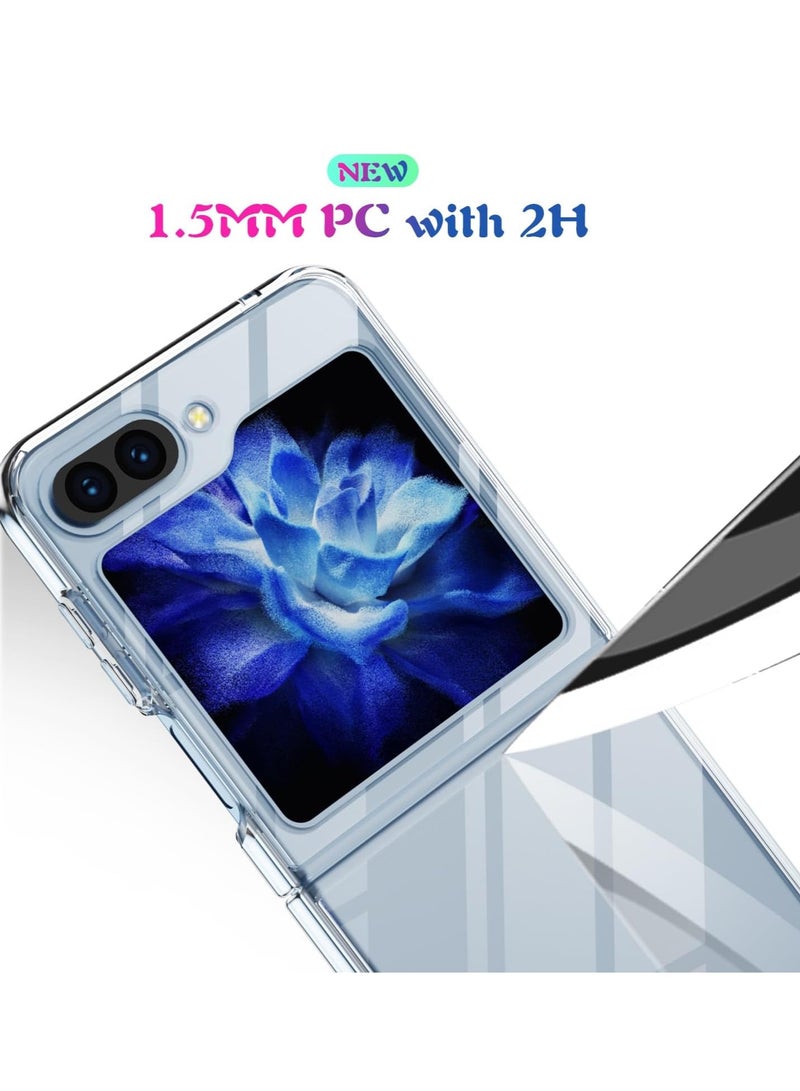 إلترازون CASE FOR SAMSUNG GALAXY Z FLIP 5 | CLEAR TRANSPARENT SLIM THIN PREMIUM HARD CRYSTAL SHOCKPROOF PROTECTIVE COVER - Image 3