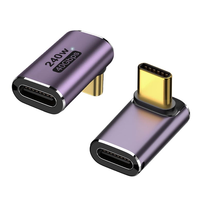 Microware محول USB C بزاوية 90 درجة 240 واط، نوع C ذكر إلى أنثى بزاوية يمين ويسار 40 جيجابت في الثانية لجهاز Steam Deck، Switch، Mac-Book، لابتوب، جهاز لوحي، هاتف (MMPL-102-240W) - Image 1