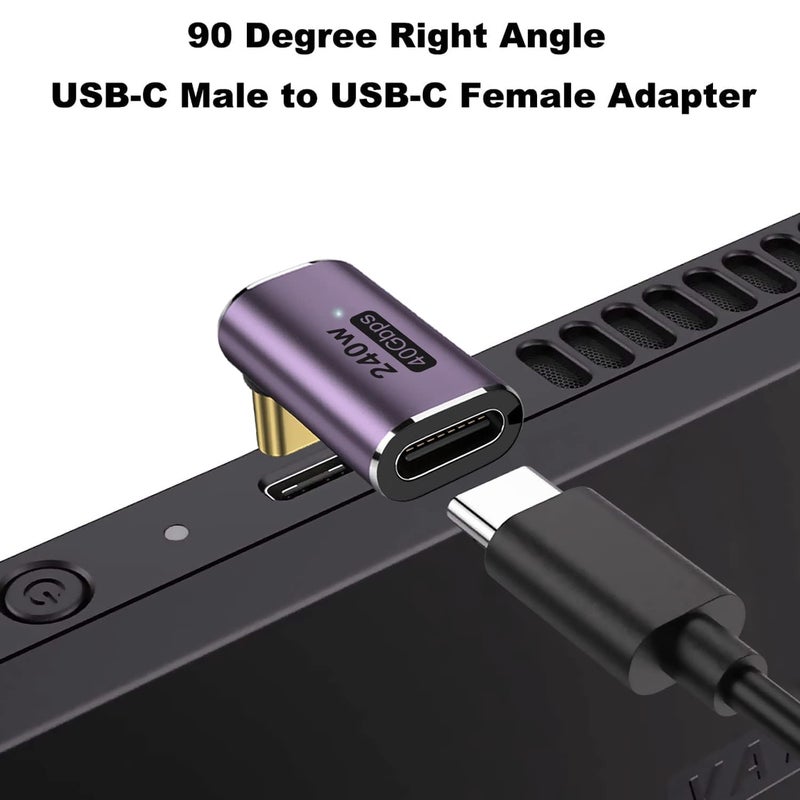 Microware محول USB C بزاوية 90 درجة 240 واط، نوع C ذكر إلى أنثى بزاوية يمين ويسار 40 جيجابت في الثانية لجهاز Steam Deck، Switch، Mac-Book، لابتوب، جهاز لوحي، هاتف (MMPL-102-240W) - Image 2