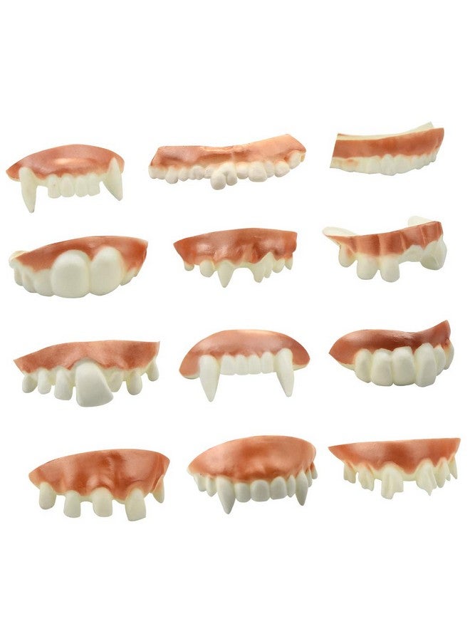 Marrywindix 12 Pieces Gnarly Teeth Gag Teeth Ugly Fake Teeth Vampire Denture Teeth For Halloween Costume Party Favors Photos Props (12 Styles) - Image 1