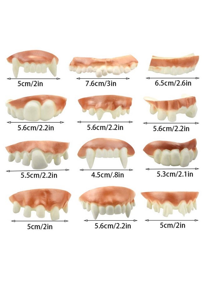 Marrywindix 12 Pieces Gnarly Teeth Gag Teeth Ugly Fake Teeth Vampire Denture Teeth For Halloween Costume Party Favors Photos Props (12 Styles) - Image 2