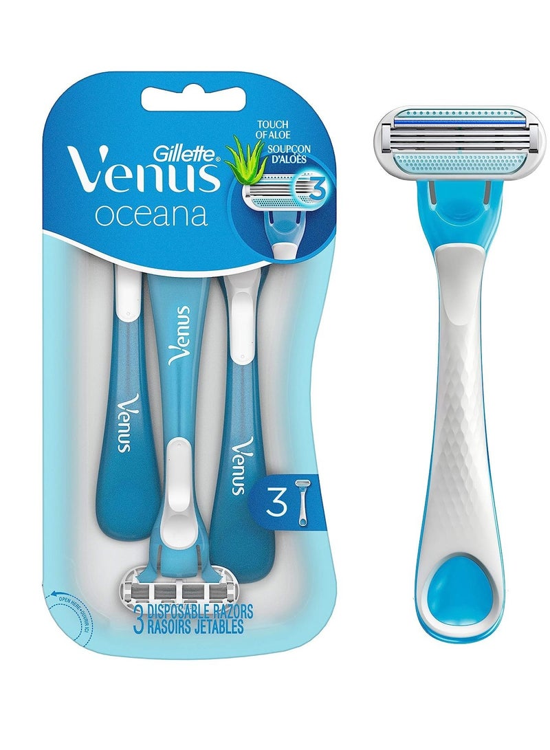 Gillette Venus Oceana Women's Disposable Razor, 3 Razors(Pack of 1) - Image 1