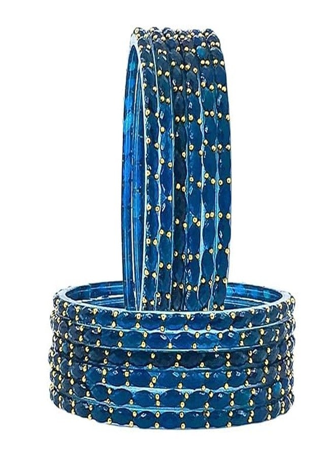 BANGLESKART Raindrop Glass Bangle Set For Women & Girls with Zircon Stone | Trendy Transparent Crystal Glass Bangles | Fancy Kanch ki Chudi Set - Pack of 12 (Peacock Blue, 2.4) - Image 2