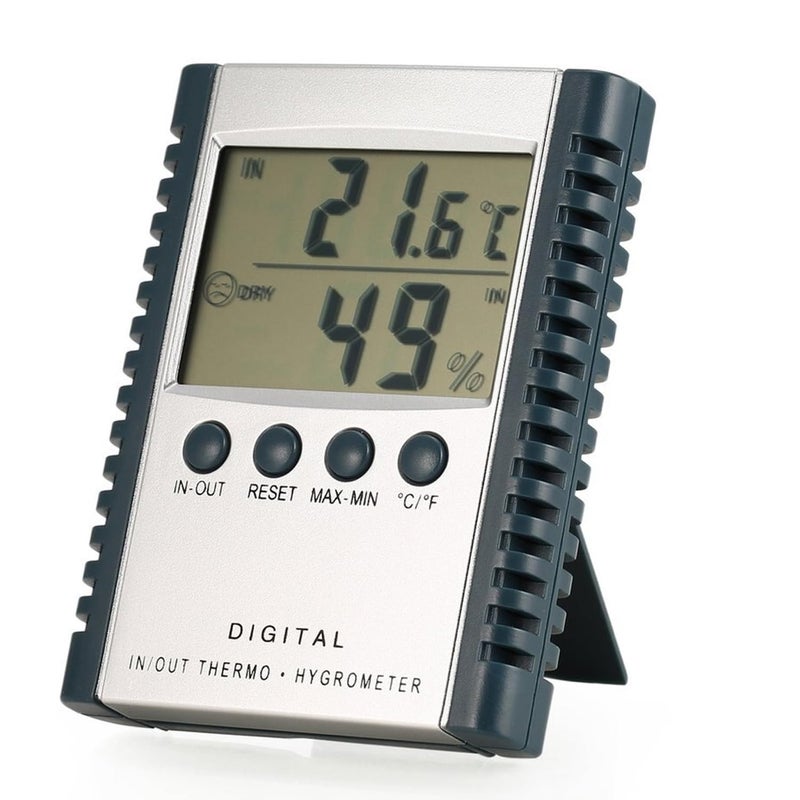KRESHU Humidity Indoor Outdoor Clock Incubator Temperature Indicator Humidity Meter Accurate Thermometer Digital Room Electric Wire Sensor LCD Screen Alarm Clock Wall Hanging (White, 1-pcs) - Image 1