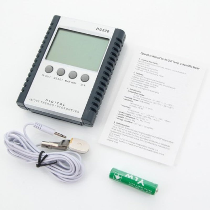 KRESHU Humidity Indoor Outdoor Clock Incubator Temperature Indicator Humidity Meter Accurate Thermometer Digital Room Electric Wire Sensor LCD Screen Alarm Clock Wall Hanging (White, 1-pcs) - Image 5