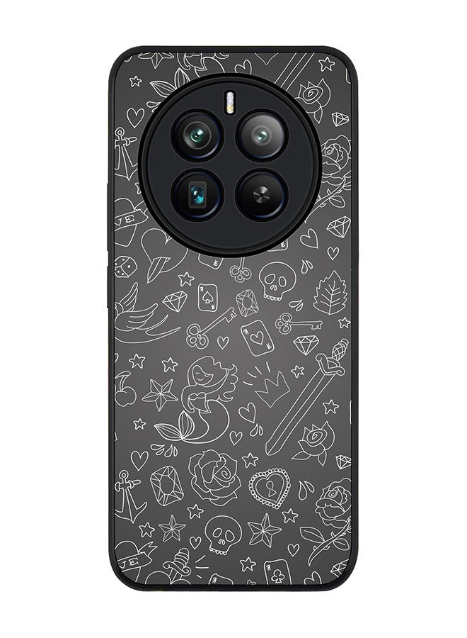 Stylizedd Rugged Black edge case for Realme 12 Pro / Realme 12 Pro Plus 5G, Slim fit Soft Case Flexible TPU Gel Thin Cover -  Doodles - Image 1