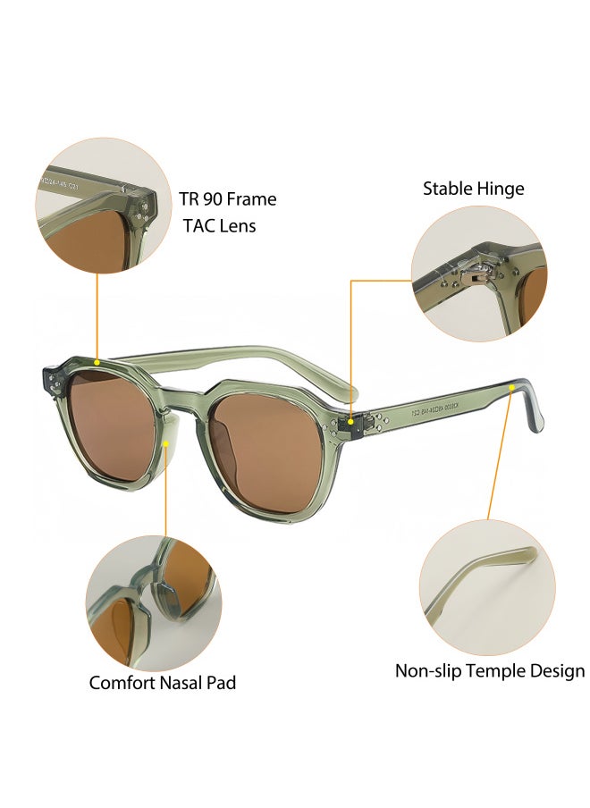 Generic - CATERSIDE Retro Polarized Sunglasses Men Ultralight TR90 Frame Polygon Women Sun Glasses Outdoor High Quality Travel  Eyewear-Lenses Color:C23CA Black-Ships From:CHINA - Image 1