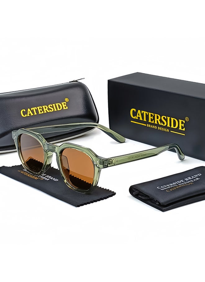 Generic - CATERSIDE Retro Polarized Sunglasses Men Ultralight TR90 Frame Polygon Women Sun Glasses Outdoor High Quality Travel  Eyewear-Lenses Color:C23CA Black-Ships From:CHINA - Image 1