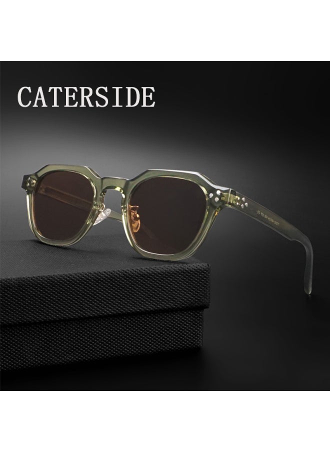 Generic - CATERSIDE Retro Polarized Sunglasses Men Ultralight TR90 Frame Polygon Women Sun Glasses Outdoor High Quality Travel  Eyewear-Lenses Color:C23CA Black-Ships From:CHINA - Image 1
