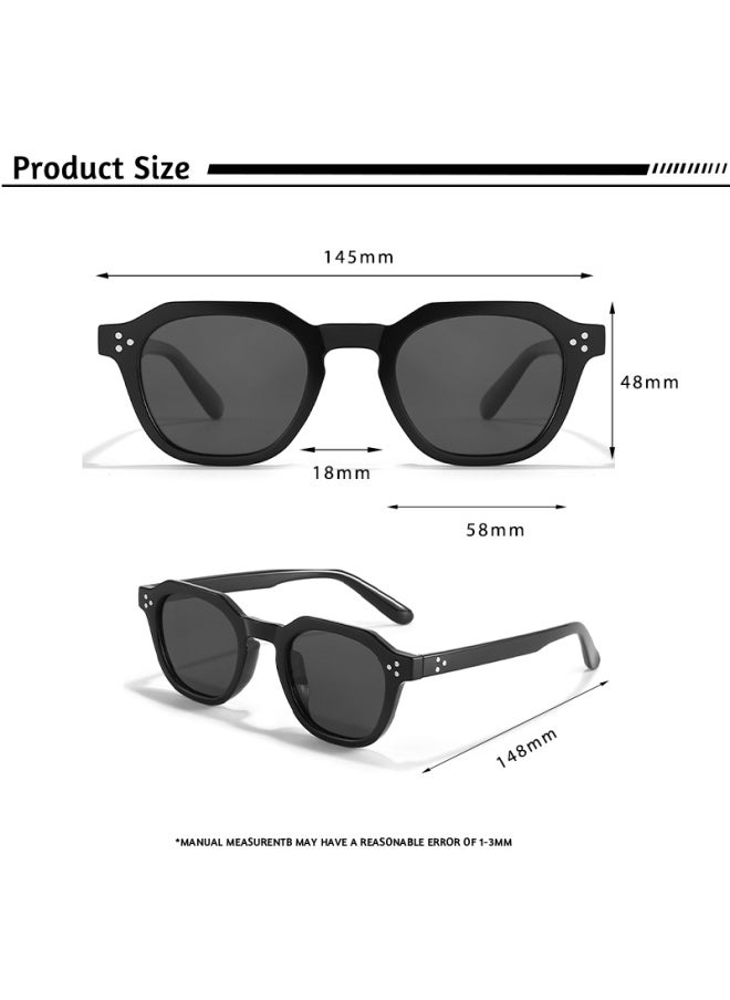 Generic - CATERSIDE Retro Polarized Sunglasses Men Ultralight TR90 Frame Polygon Women Sun Glasses Outdoor High Quality Travel  Eyewear-Lenses Color:C23CA Black-Ships From:CHINA - Image 1