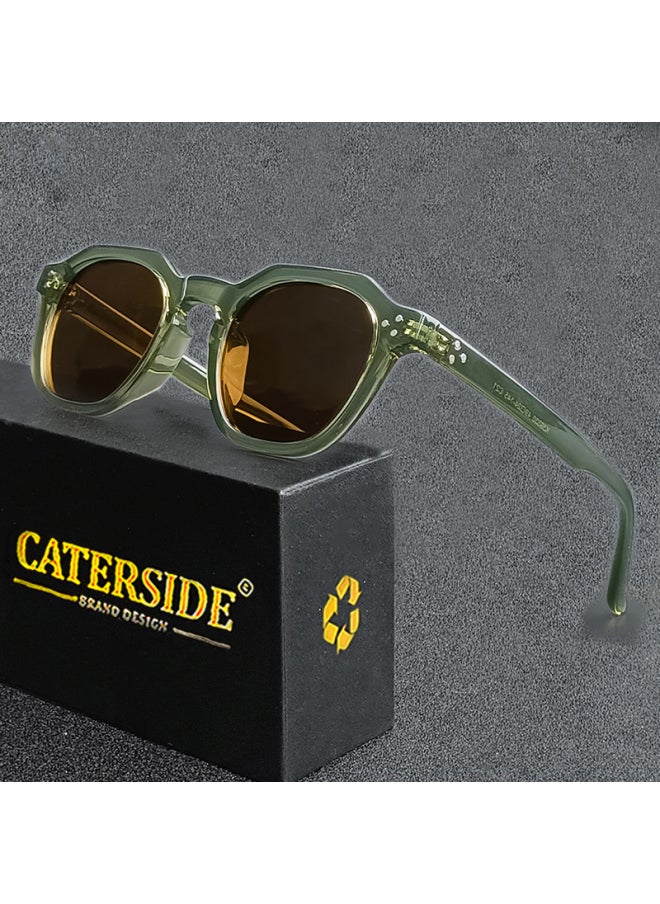 Generic - CATERSIDE Retro Polarized Sunglasses Men Ultralight TR90 Frame Polygon Women Sun Glasses Outdoor High Quality Travel  Eyewear-Lenses Color:C23CA Black-Ships From:CHINA - Image 1