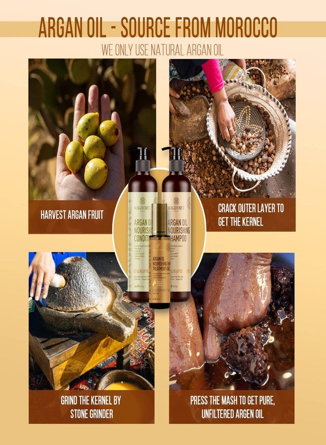 MagiForet Argan Oil Nourishing Daily Care Set, Shampoo 500ml + Conditioner 500ml + Hair Serum 100ml, Sulfate Free Paraben Free, Soft & Smooth, Gentle on Frizz, Curly & Color Treated Hair - Image 5