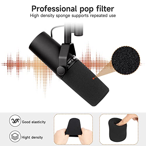 WIBOND SM7B Pop Filter - Mic Foam Cover Compatible with Shure SM7B Vocal Dynamic Microphone Black Windscreen Noise Cancellation - Image 4