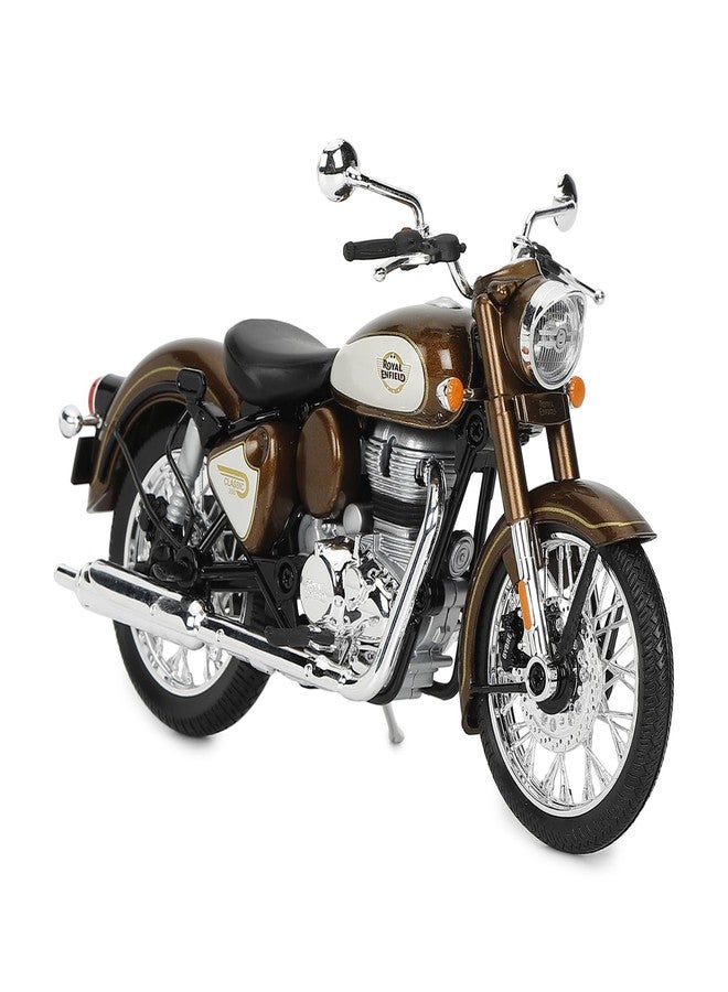Royal Enfield دراجة رويال إنفيلد نيو كلاسيك 350 نموذج مصغر | 1:12 | مرايا جانبية | عجلات دوارة بحرية | مقود قابل للتوجيه | نظام تعليق خلفي وحامل جانبي يعملان | شعار برونزي - Image 1