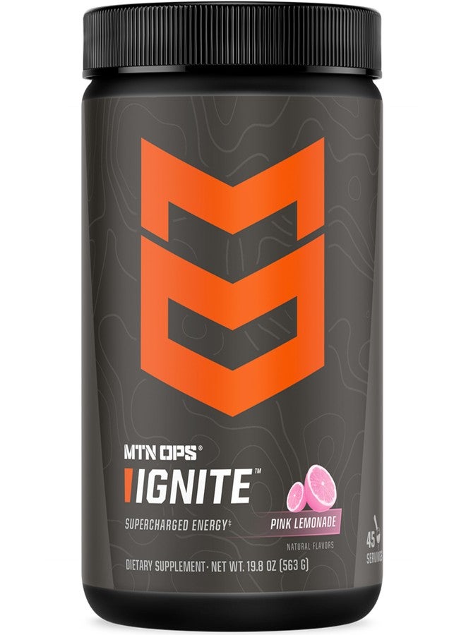MTN OPS Ignite Energy Drink Powder, Gluten Free Nootropic Supplement Drink Mix, L Arginine, L Citrulline, Caffeine & Nootropic Sugar Free Drink Mix, 45 Servings, Pink Lemonade - Image 1