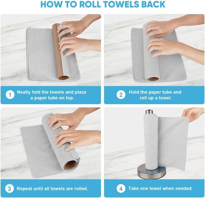Glivary Microfiber Cleaning Cloth Roll 25x25CM – Reusable Tear-Away Towels Washable Super Absorbent Lint Free Cleaning Rags for Kitchen, Car, Garage and Home(20 Pack) (Light Purple) - Image 3