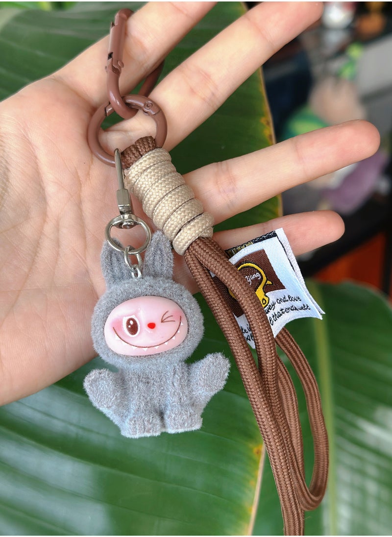 Paraphrase 2-Piece Kawaii Labubu Purple and Brown Wrist Keychain, Cute Bag Charm Pair for Besties and Couples, Car Keychain Accessories, Perfect Gifts for Girlfriends  - Image 3
