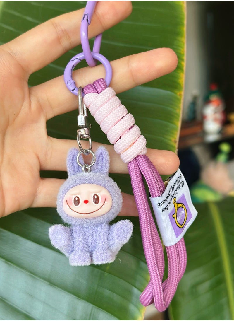 Paraphrase 2-Piece Kawaii Labubu Purple and Brown Wrist Keychain, Cute Bag Charm Pair for Besties and Couples, Car Keychain Accessories, Perfect Gifts for Girlfriends  - Image 2
