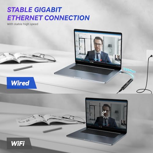 Verilux® USB Hub for Laptop with Ethernet RJ45 7 in 1 USB Type C Hub with 4K@60Hz HDMI for Nintendo Switch 2 SD/TF Card Reader PD Charge Multi USB 3.0 Port for MacBook iPhone with 24CM Cable [Black] - Image 5