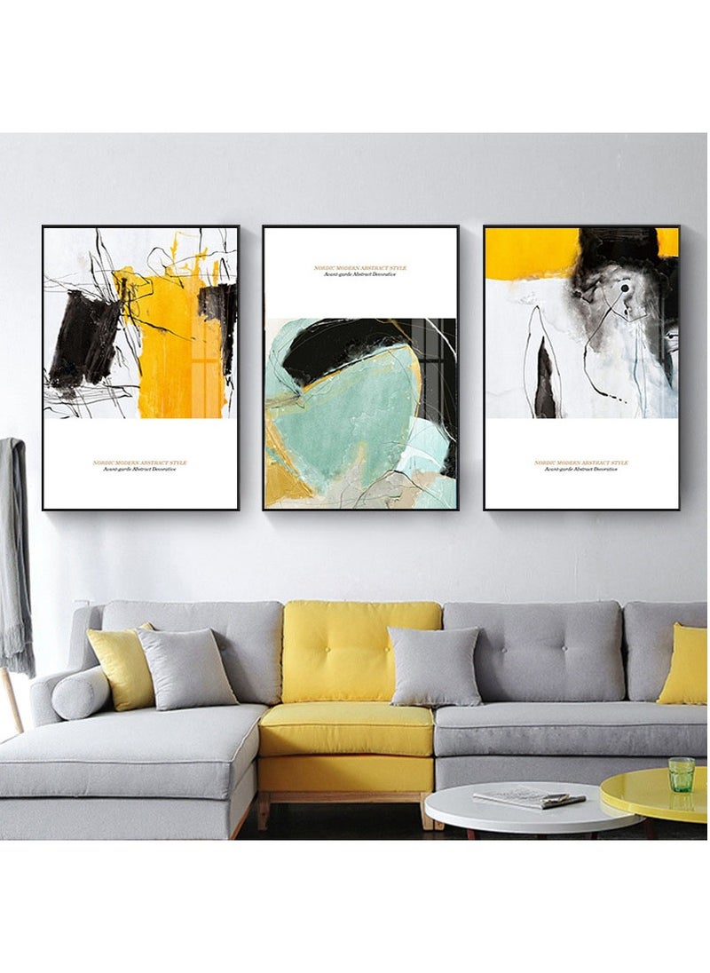 FASHION HOME 3PCS Wall Art Bright Style Minimalist Decor Modern Abstract Canvas Prints Poster Picture Framed Paintings Decorations  - Image 3