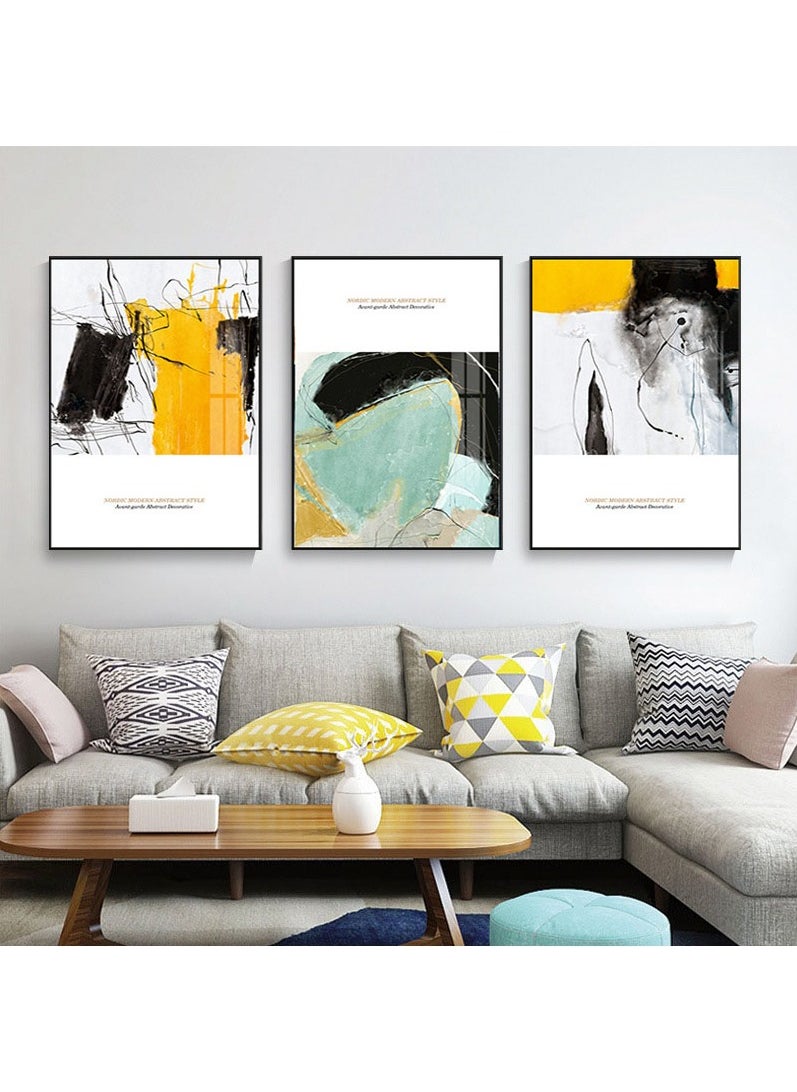 FASHION HOME 3PCS Wall Art Bright Style Minimalist Decor Modern Abstract Canvas Prints Poster Picture Framed Paintings Decorations  - Image 4