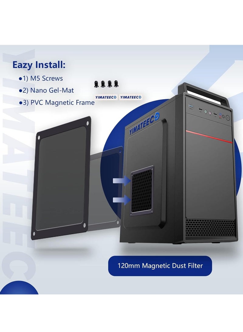 KASTWAVE فلتر غبار للكمبيوتر 120 مم لمروحة تبريد الكمبيوتر/وحدة إمداد الطاقة/أجهزة التوجيه من النايلون 80 شبكة، إطار مغناطيسي لمروحة الكمبيوتر شبكة فلتر غبار تبريد الكمبيوتر شبكات مروحة الكمبيوتر المقاومة للغبار (نايلون، 120 × 120 مم، قطعتان، أسود) - Image 5