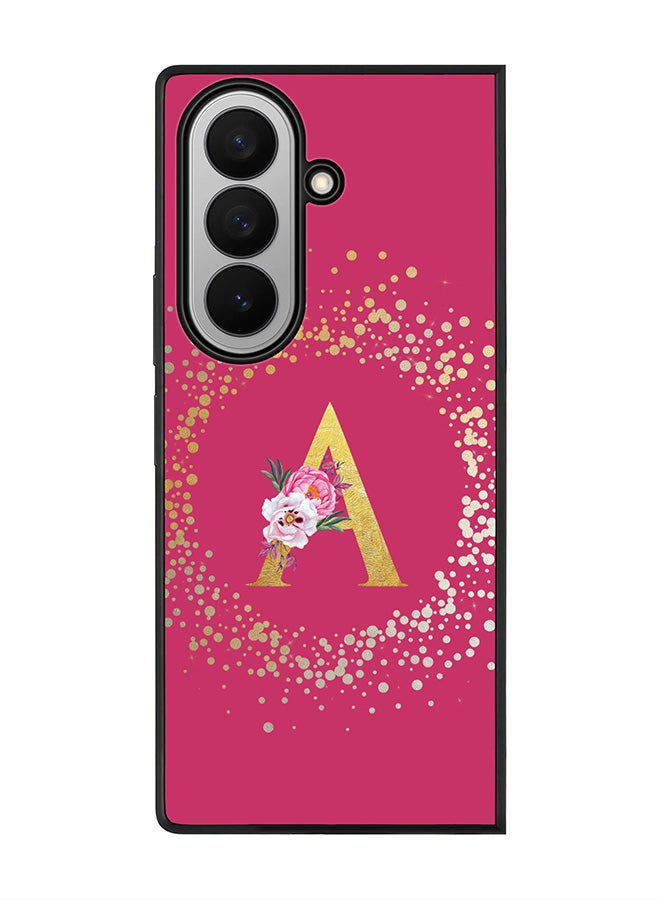 Stylizedd For Samsung Galaxy Z Fold7 Case,Slim fit Camera Protection, Shockproof Thin Phone cover  - Custom Monogram Floral - A ( Deep Pink )