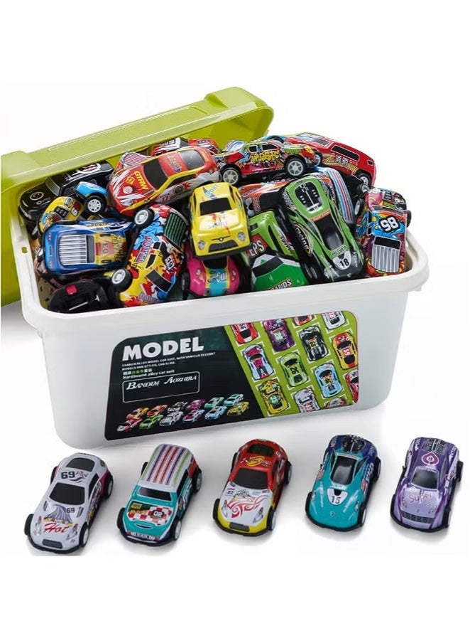 30-Piece Pull Back Mini Race Car Toy Set for Boys – Assorted Colorful Vehicles with Storage Carrying Case – Bulk Pack of Small Racing Cars for Kids' Party Favors, Gifts, and Fun Playtime - Image 1