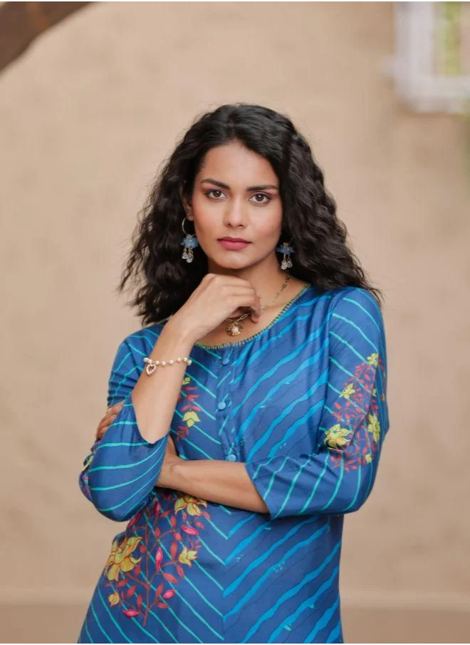 #Be Grace in Every Step with This Elegant Blue Embroidered Kurta Set