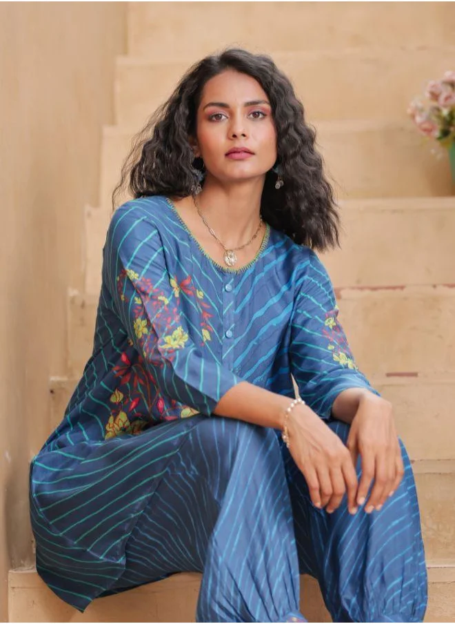 #Be Grace in Every Step with This Elegant Blue Embroidered Kurta Set